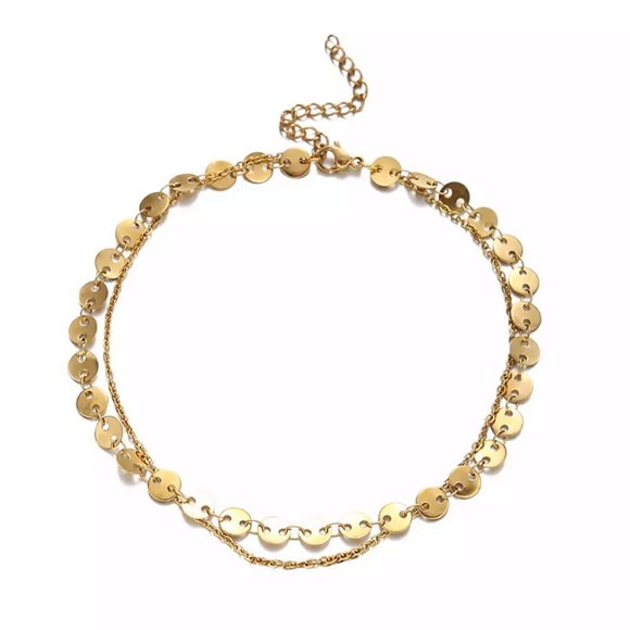 ⚜️[𝟯/$𝟭𝟴]⚜️2 Layered Gold Coin Chain Anklet NEW - Picture 5 of 7